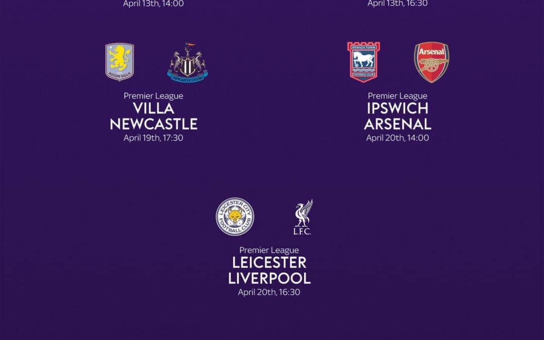 Live Premiership Games on TV – 13th – 20th April 2025